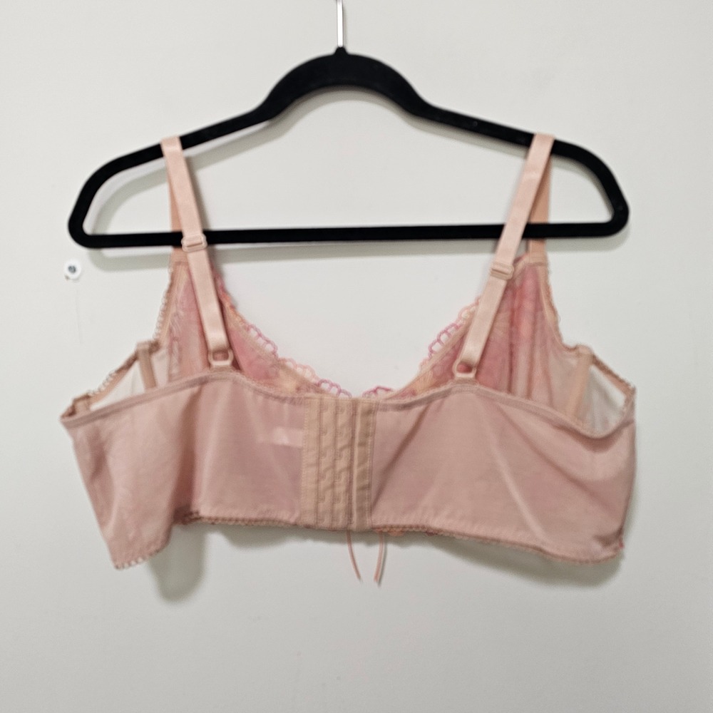 Torrid Curve Lace Embroidered Balconette Bra Pink Underwire 2X Dainty Coquette - Picture 2 of 6
